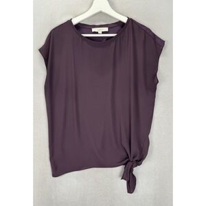 LOFT Ann Taylor Women's Sz M‎ Eggplant Purple Side Tie Lightweight Blouse Top